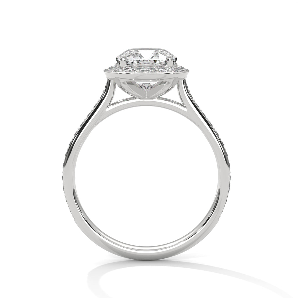 Cushion Solitaire Diamond Ring With Halo Setting