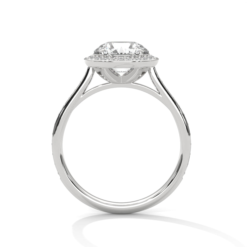 Halo Solitaire Engagement Ring With Round Diamond