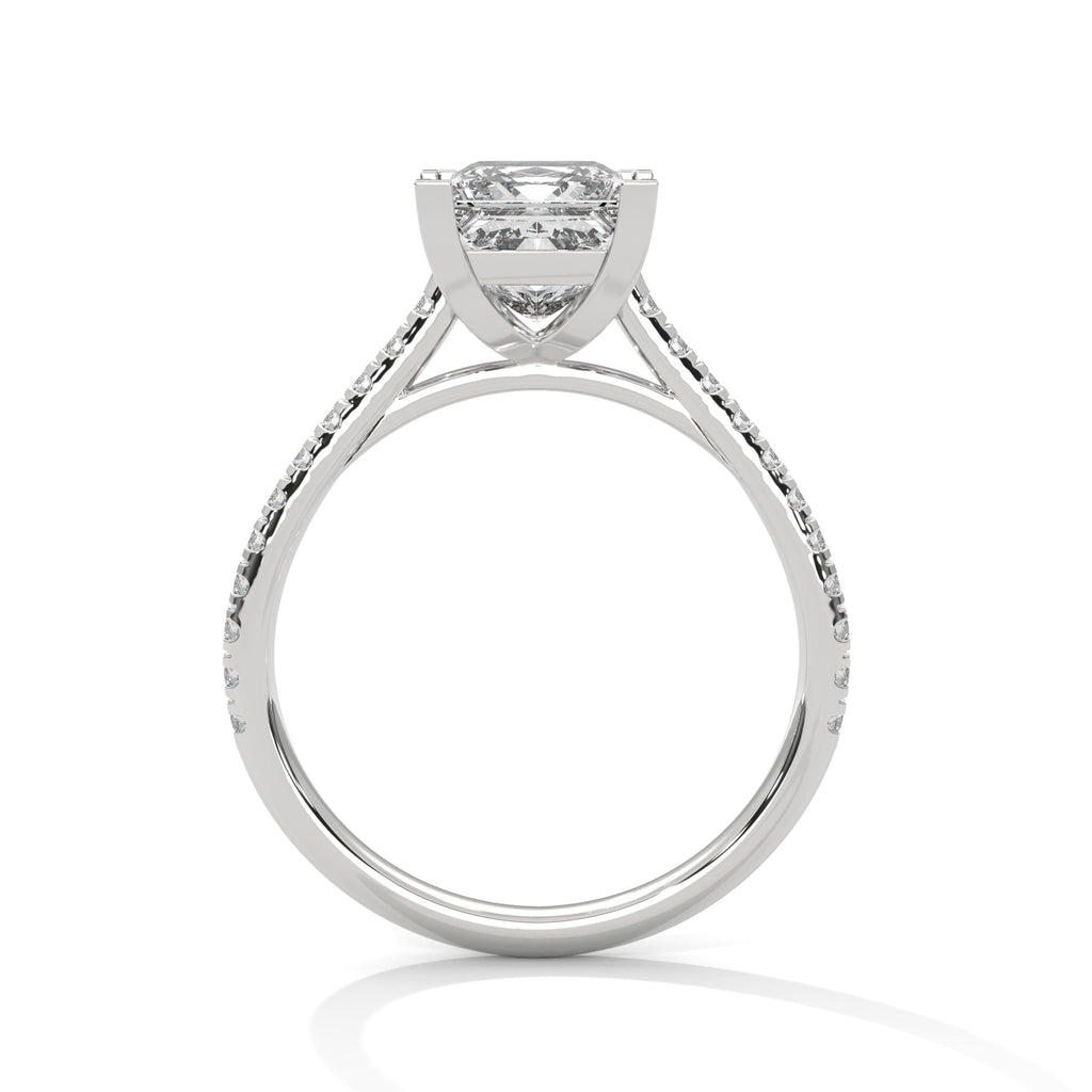 2 Carat Princess Diamond Solitaire Accent Ring
