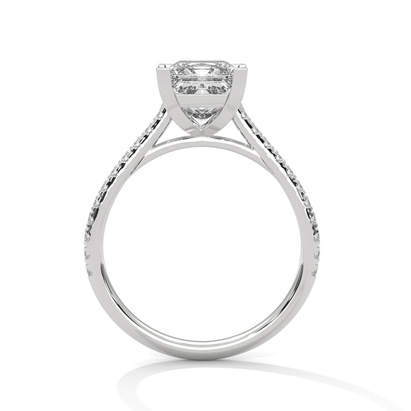 2 Carat Princess Lab Diamond Solitaire Accent Ring