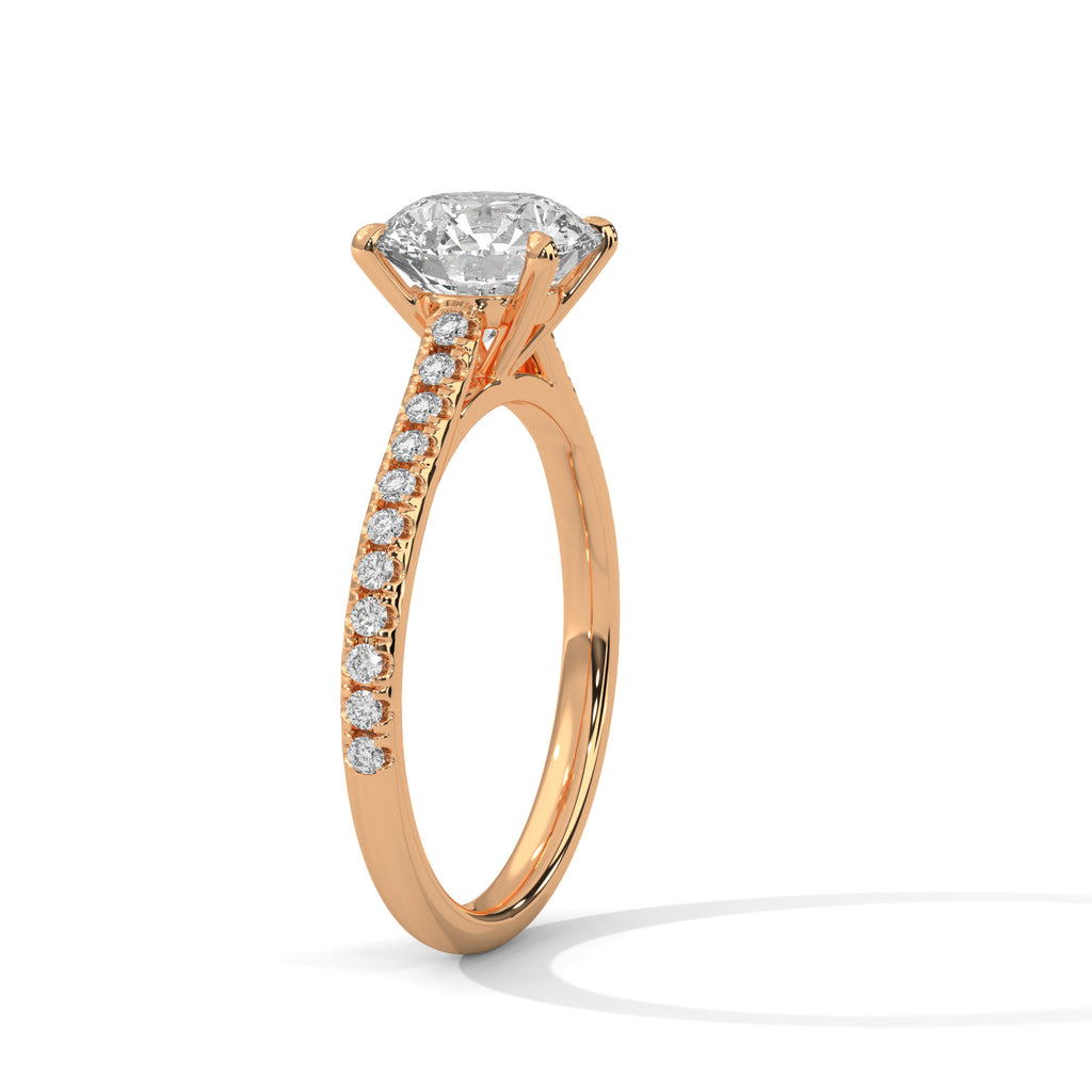 Lab Diamond Round Cut Solitaire Accent Ring