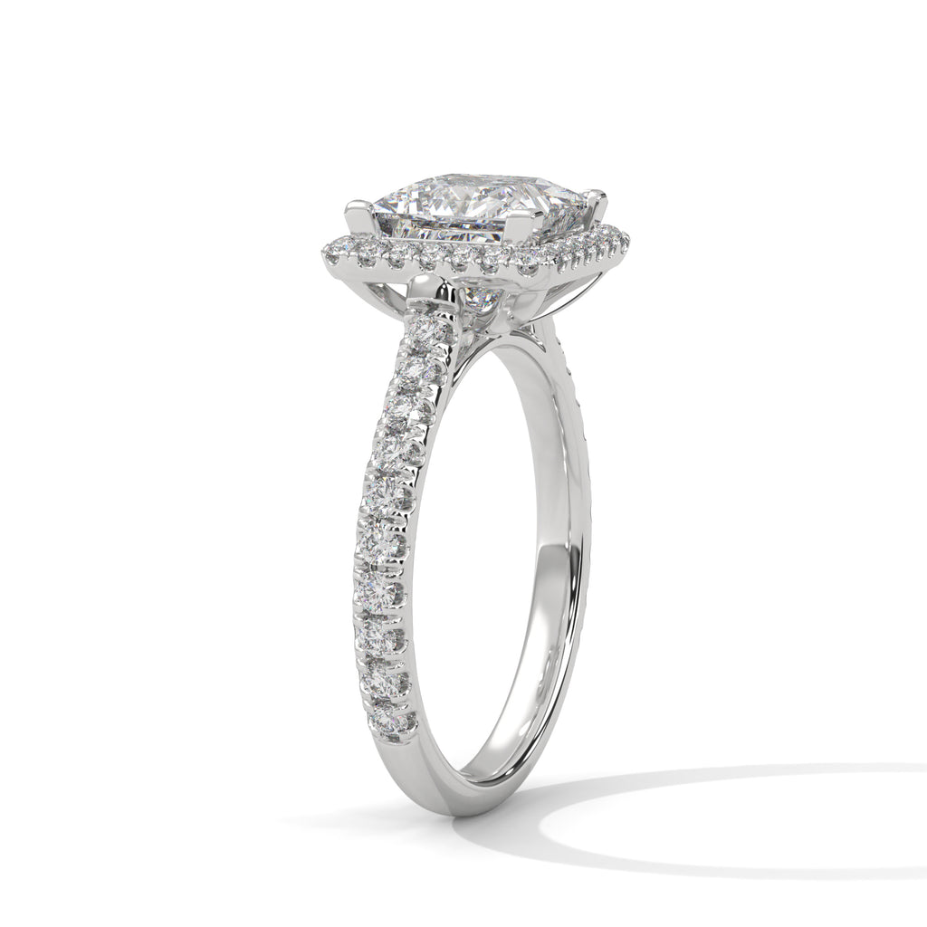 Solitaire Princess Diamond Ring With Halo Setting