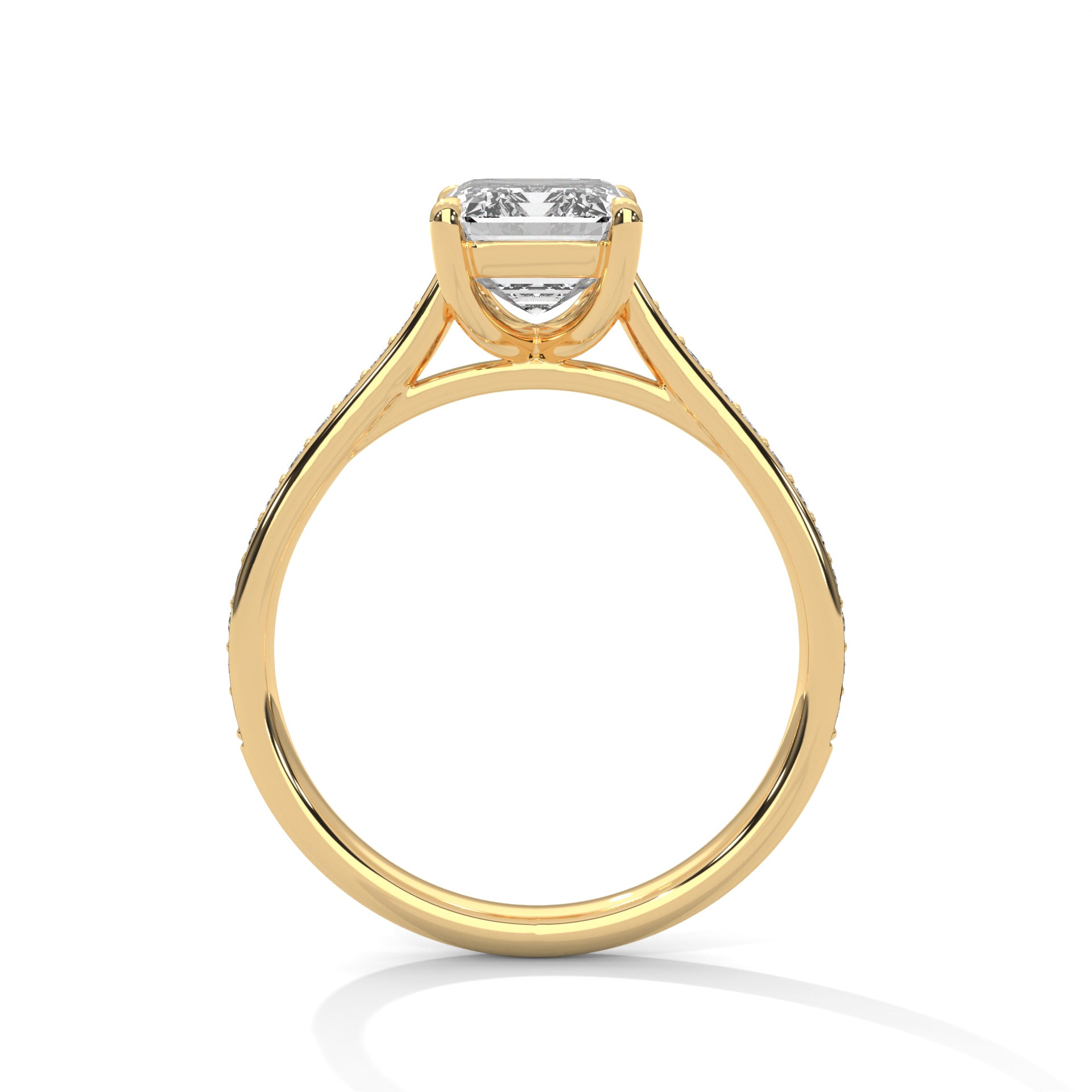 Emerald Cut Lab Diamond Solitaire Ring With Accent
