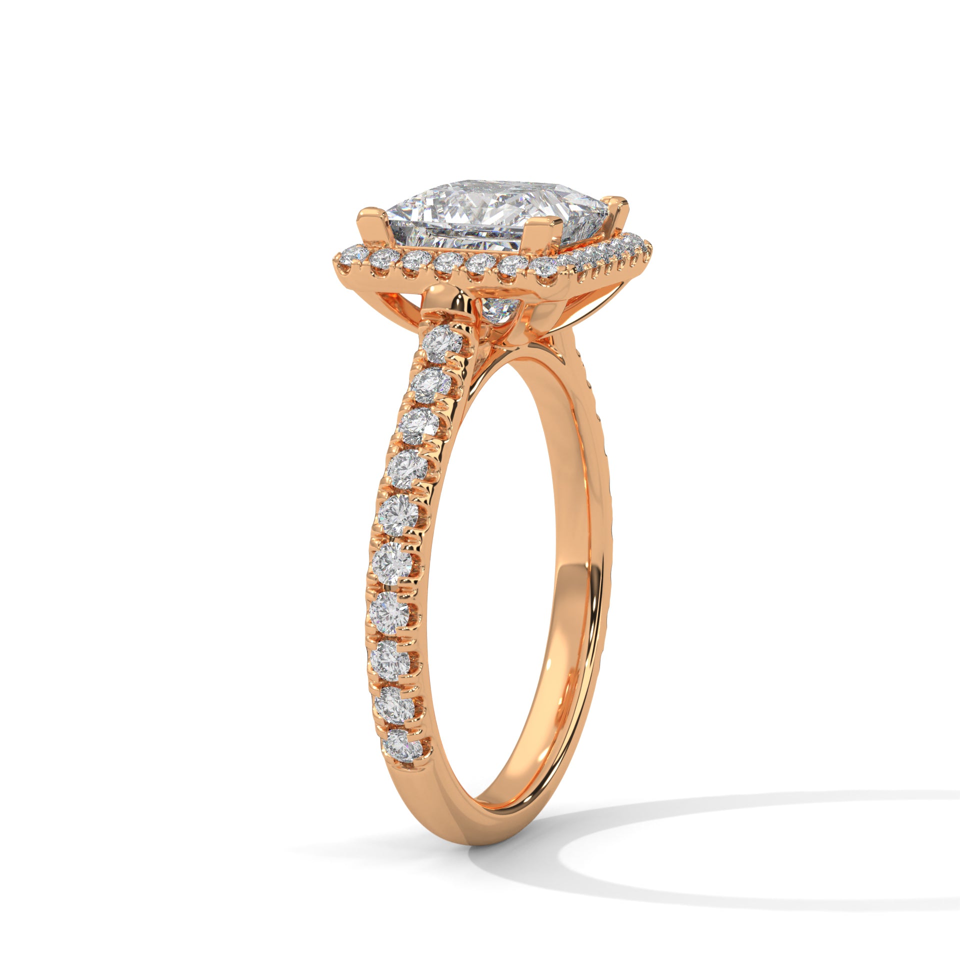 Solitaire Princess Diamond Ring With Halo
