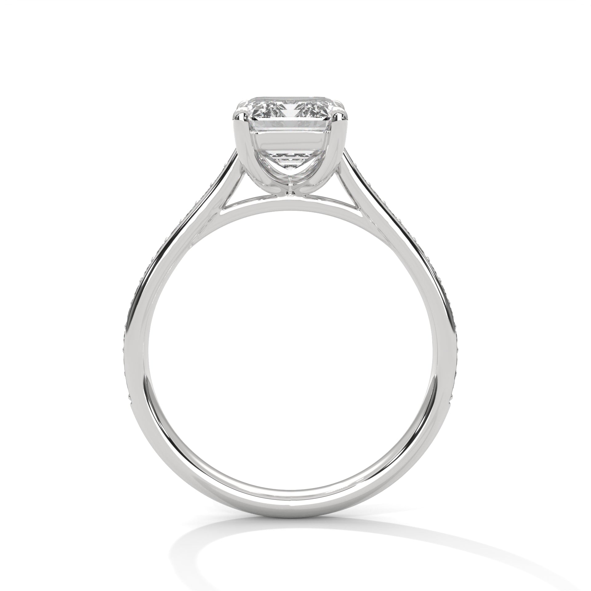 Emerald Cut Lab Diamond Solitaire Ring With Accent