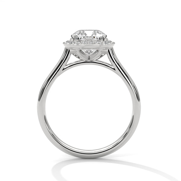 Cushion Cut Lab Diamond Halo Solitaire Ring