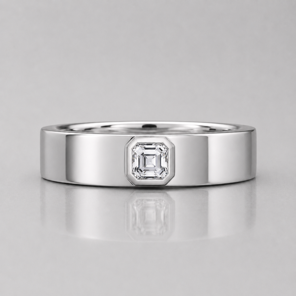 0.36 Ct Asscher Lab Grown Diamond Solitaire Engagement Ring For Men
