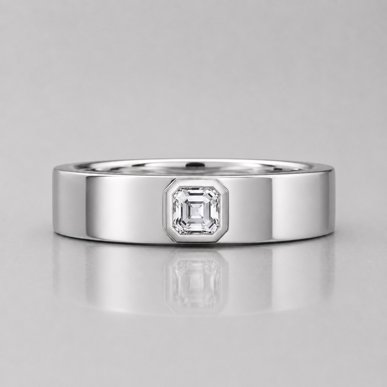 0.36 Ct Asscher Lab Grown Diamond Solitaire Engagement Ring For Men