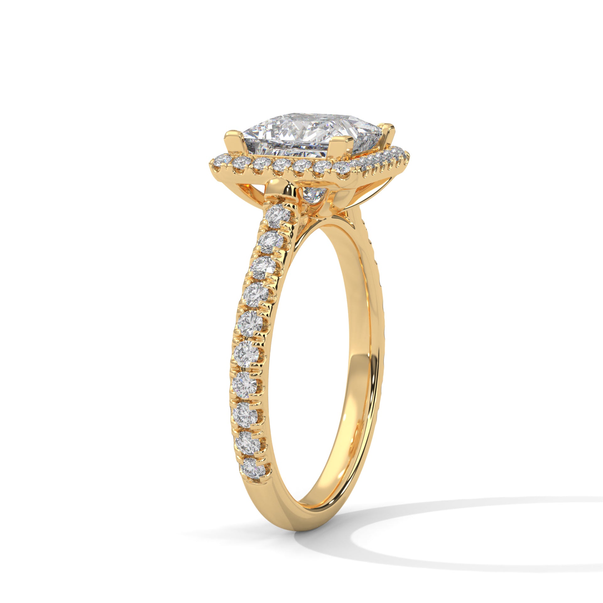 Solitaire Princess Diamond Ring With Halo
