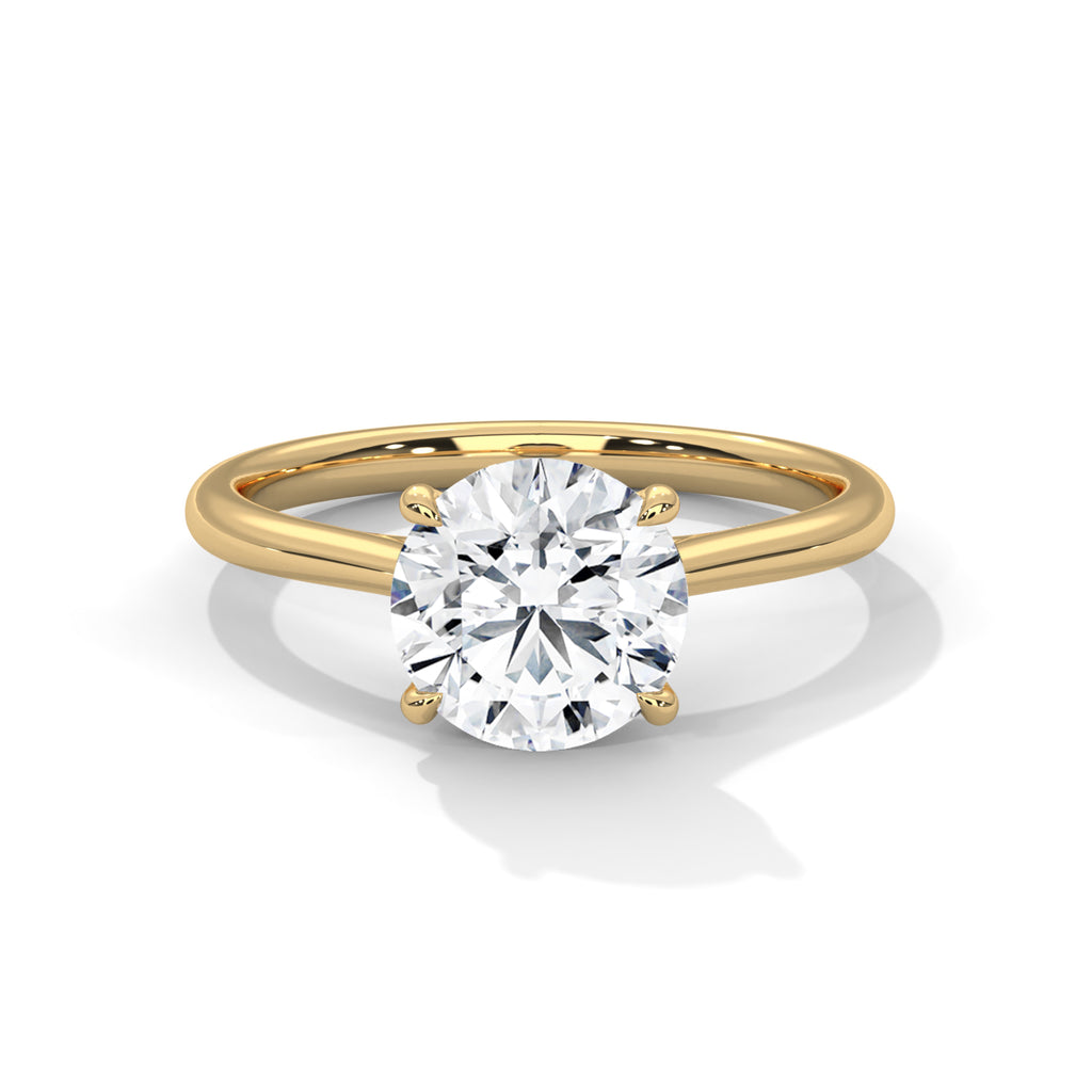 Round Cut Solitaire Lab Diamond Engagement Ring