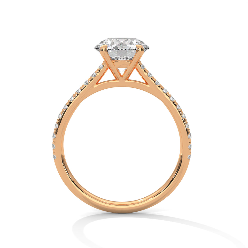 Lab Diamond Round Cut Solitaire Accent Ring