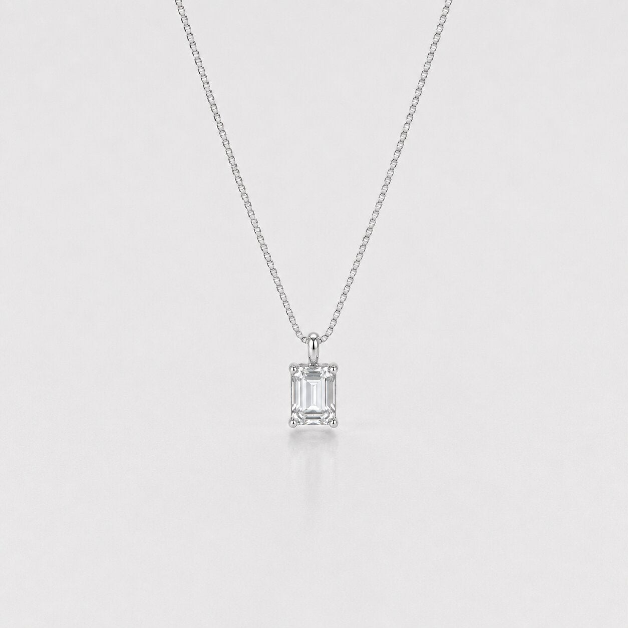 3 ct Emerald Cut Lab Grown Single Diamond Pendant Gifts For Him
