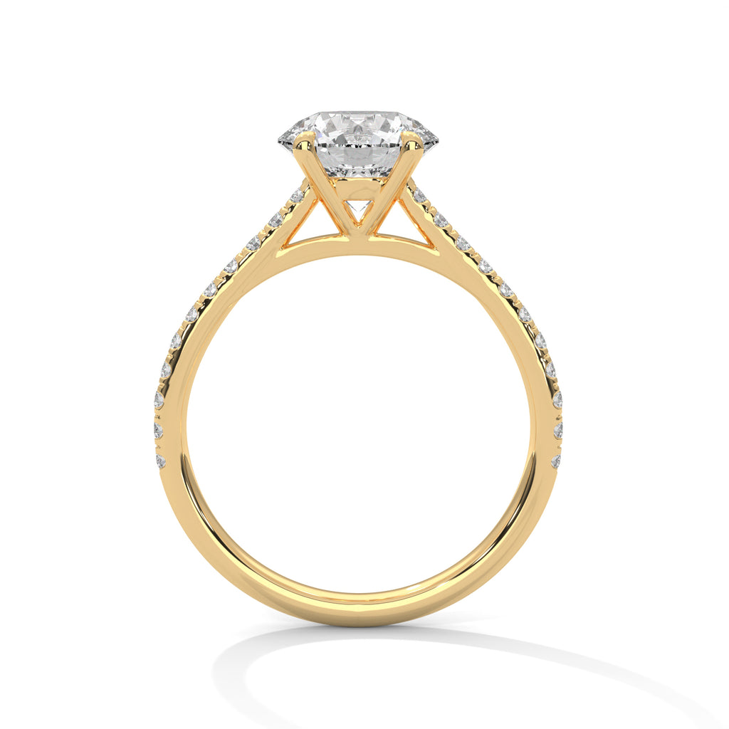 Lab Diamond Round Cut Solitaire Accent Ring