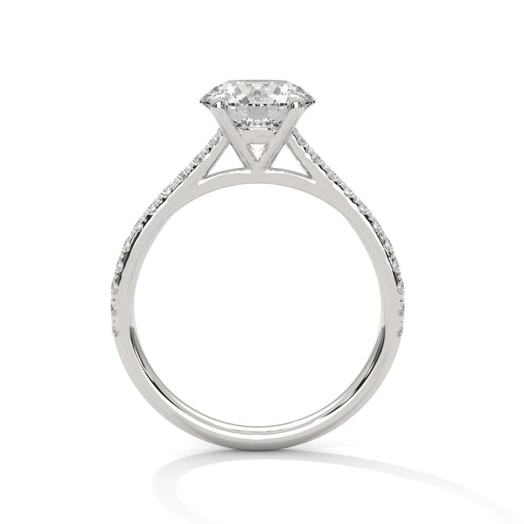 Lab Diamond Round Cut Solitaire Accent Ring
