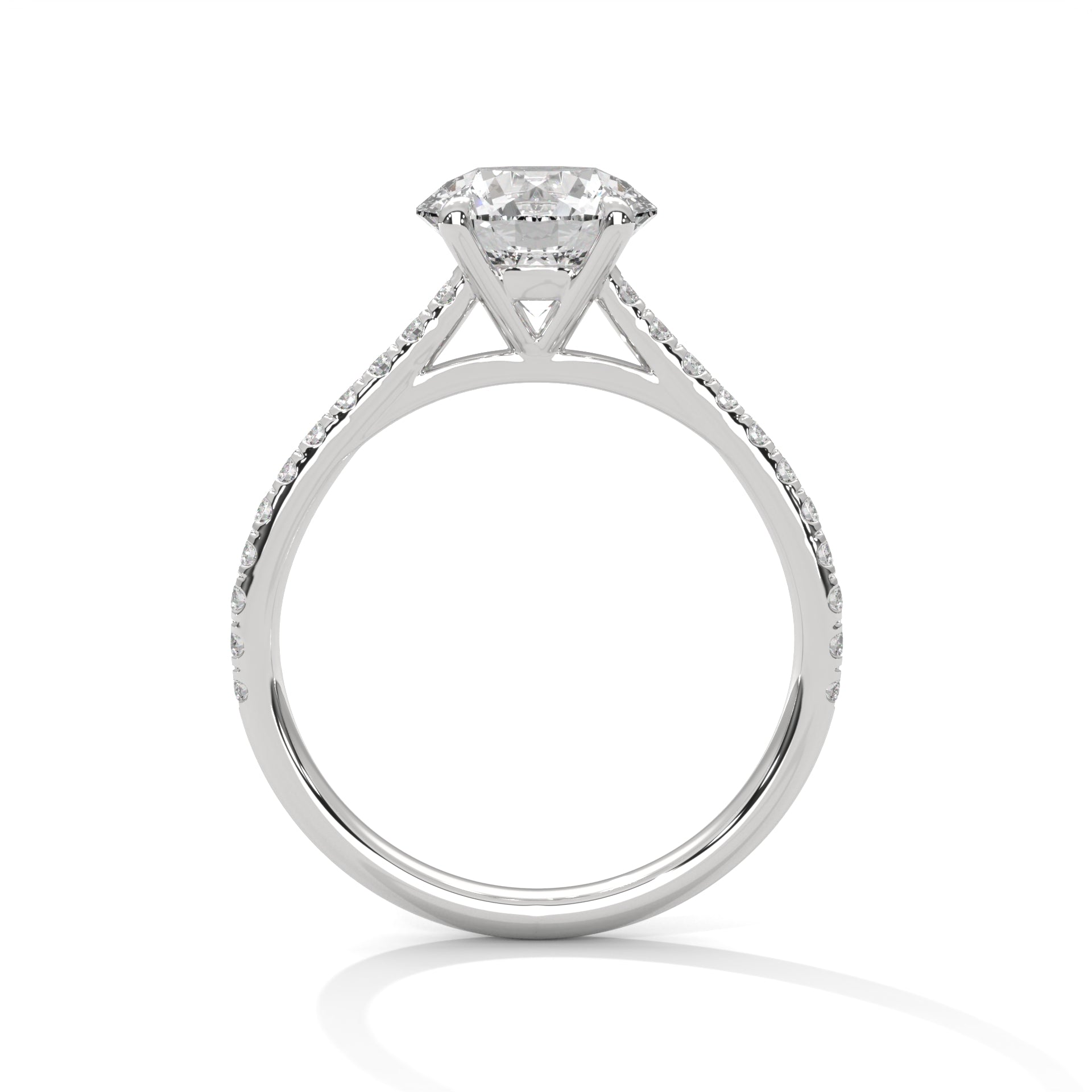 Lab Diamond Round Cut Solitaire Accent Ring