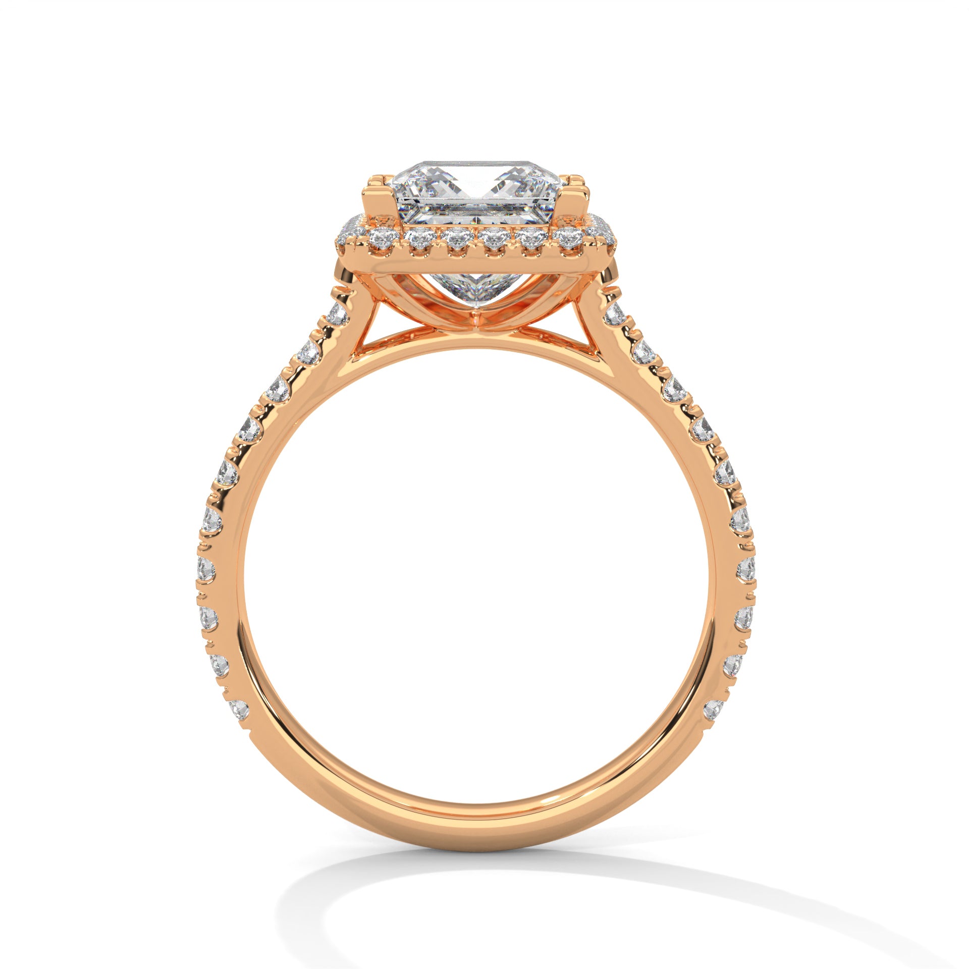 Solitaire Princess Diamond Ring With Halo Setting