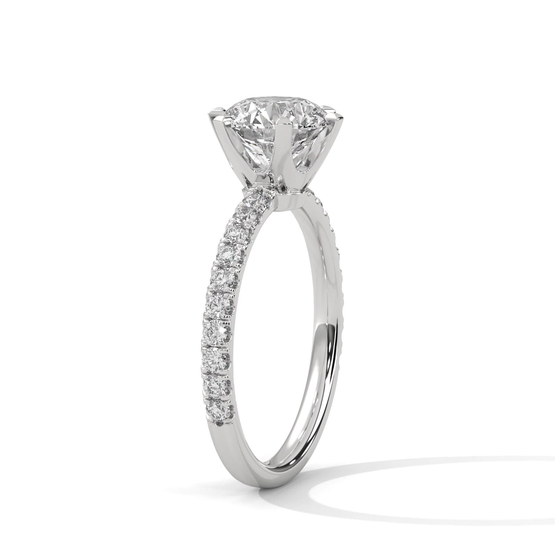 2 Carat Round Lab Diamond Solitaire Accent Engagement Ring