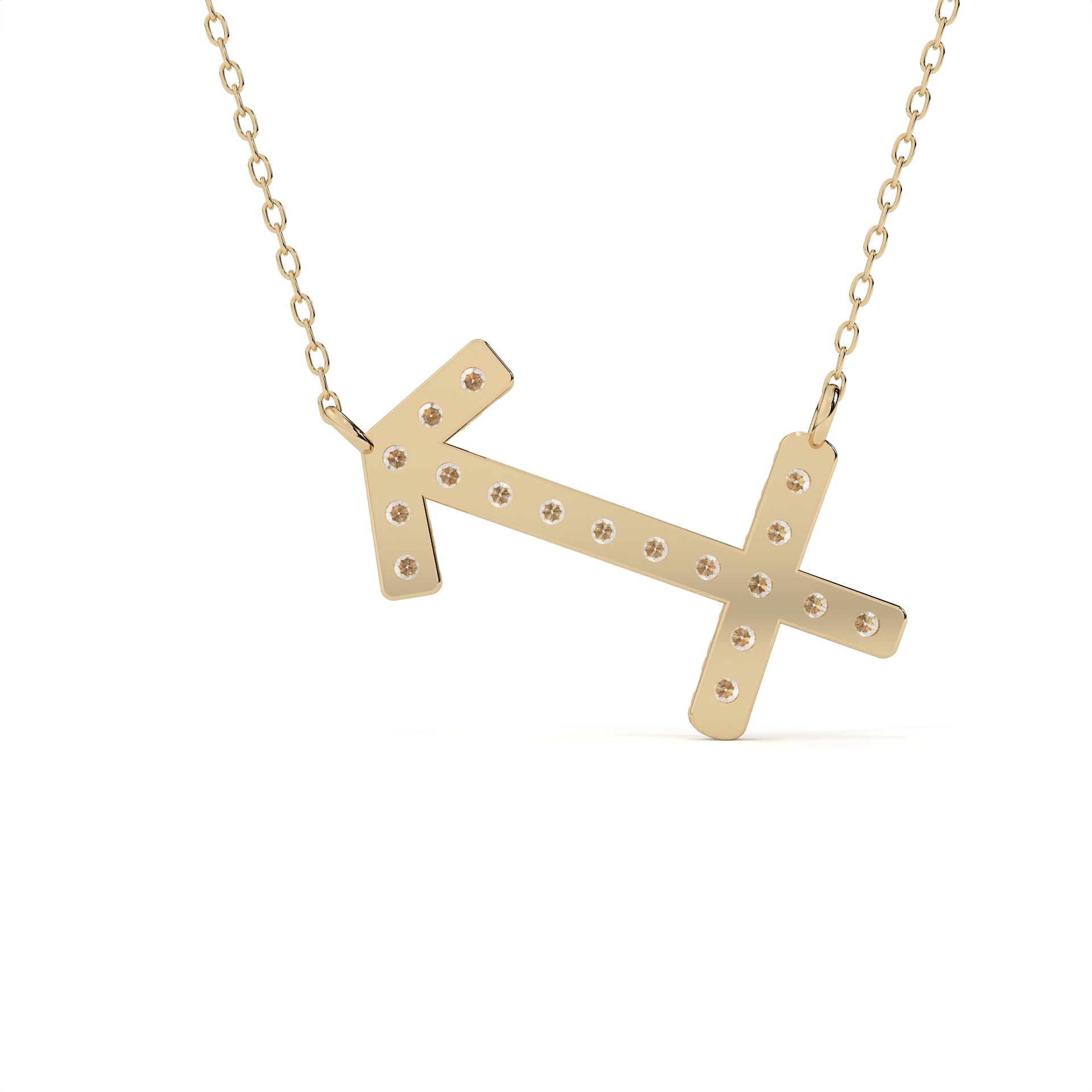 1 Carat Sagittarius Zodiac Sign Round Lab grown Diamond Pendant back setting with chain