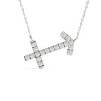 1 carat Sagittarius zodiac sign pendant with round lab grown diamonds in yellow gold and a matching white gold chain.