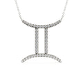 1 carat round lab grown diamond Gemini zodiac pendant in yellow gold with matching gold chain for May 21 to June 20 birthdays.