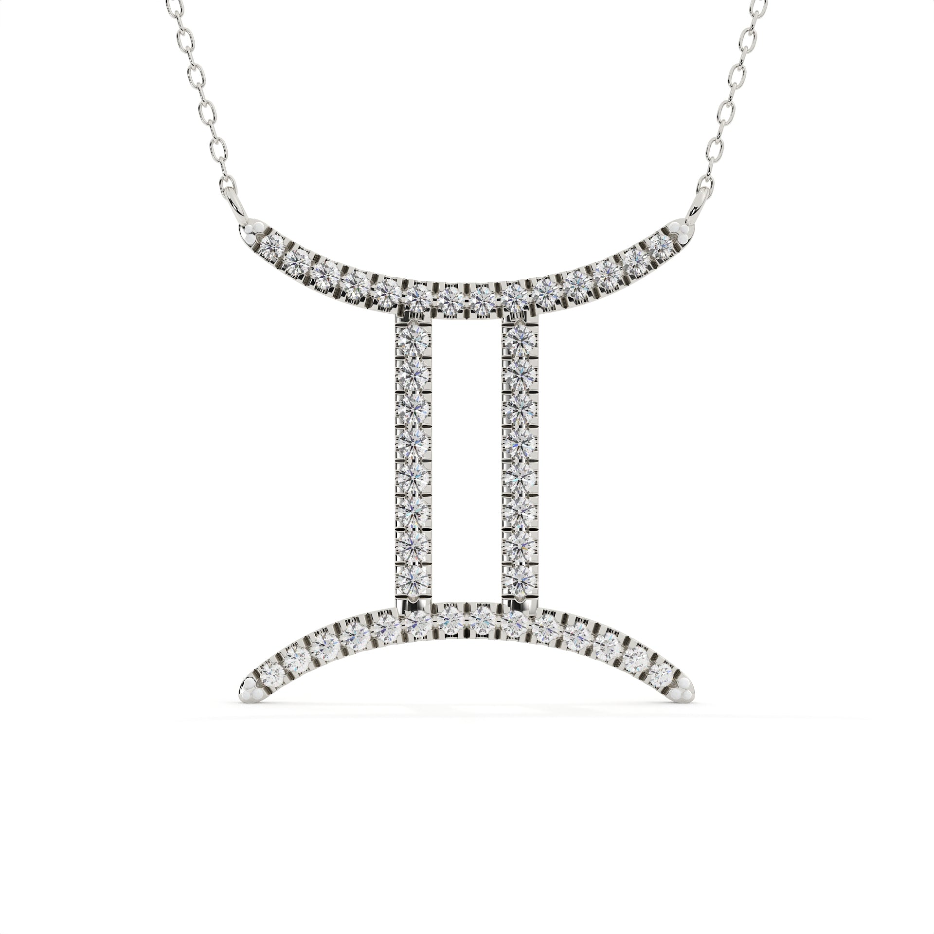 1 carat round lab grown diamond Gemini zodiac pendant in yellow gold with matching gold chain for May 21 to June 20 birthdays.
