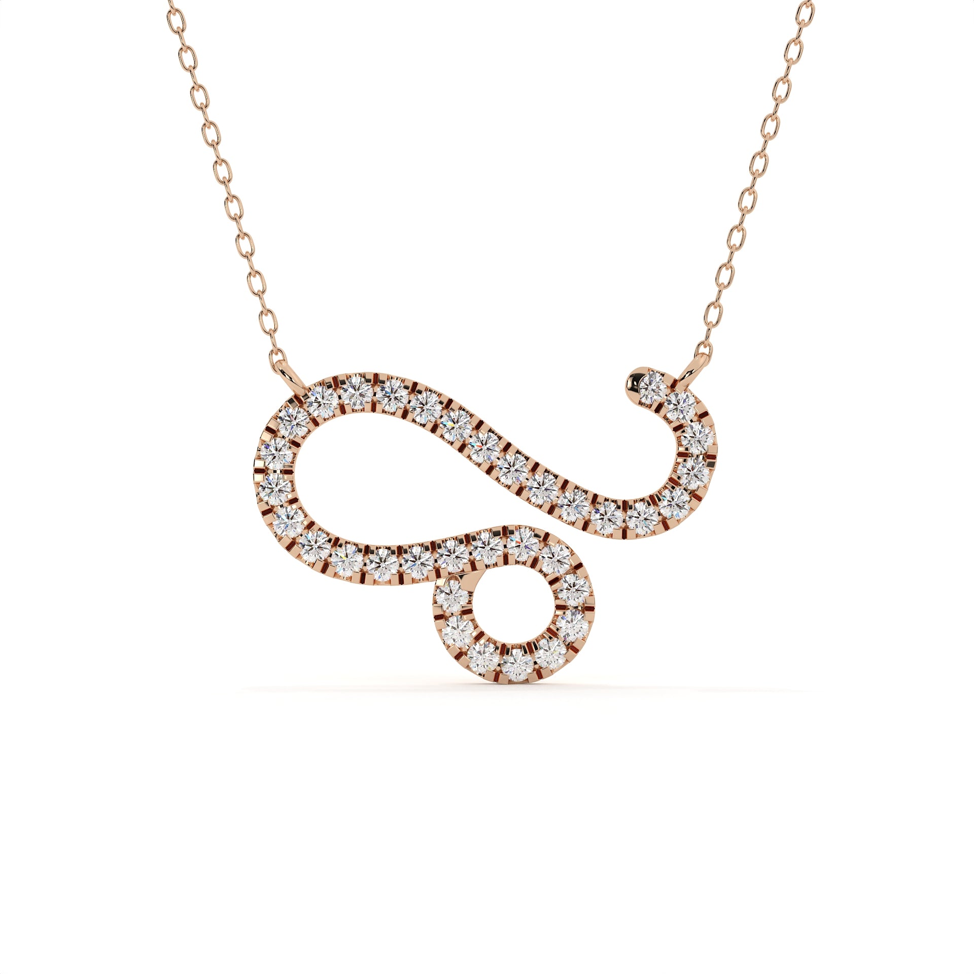1 carat round cut lab grown diamond Leo zodiac pendant in yellow gold with a matching gold chain.