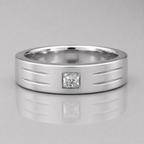 0.5 Carat Lab Grown Princess Cut Single Diamond Mens Ring