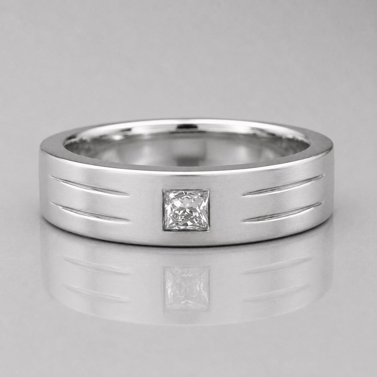 0.5 Carat Lab Grown Princess Cut Single Diamond Mens Ring