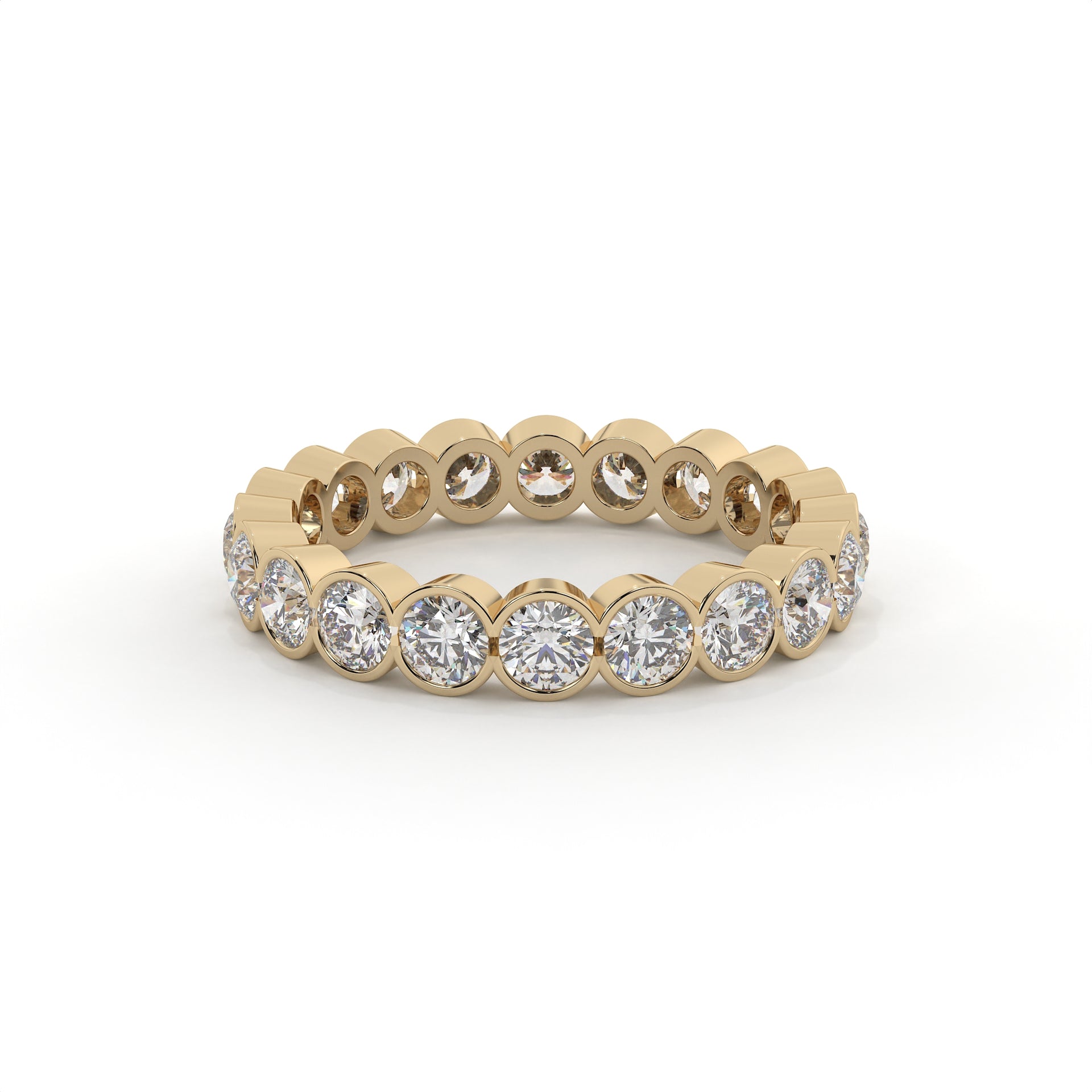 Gold ring with diamonds on a white background