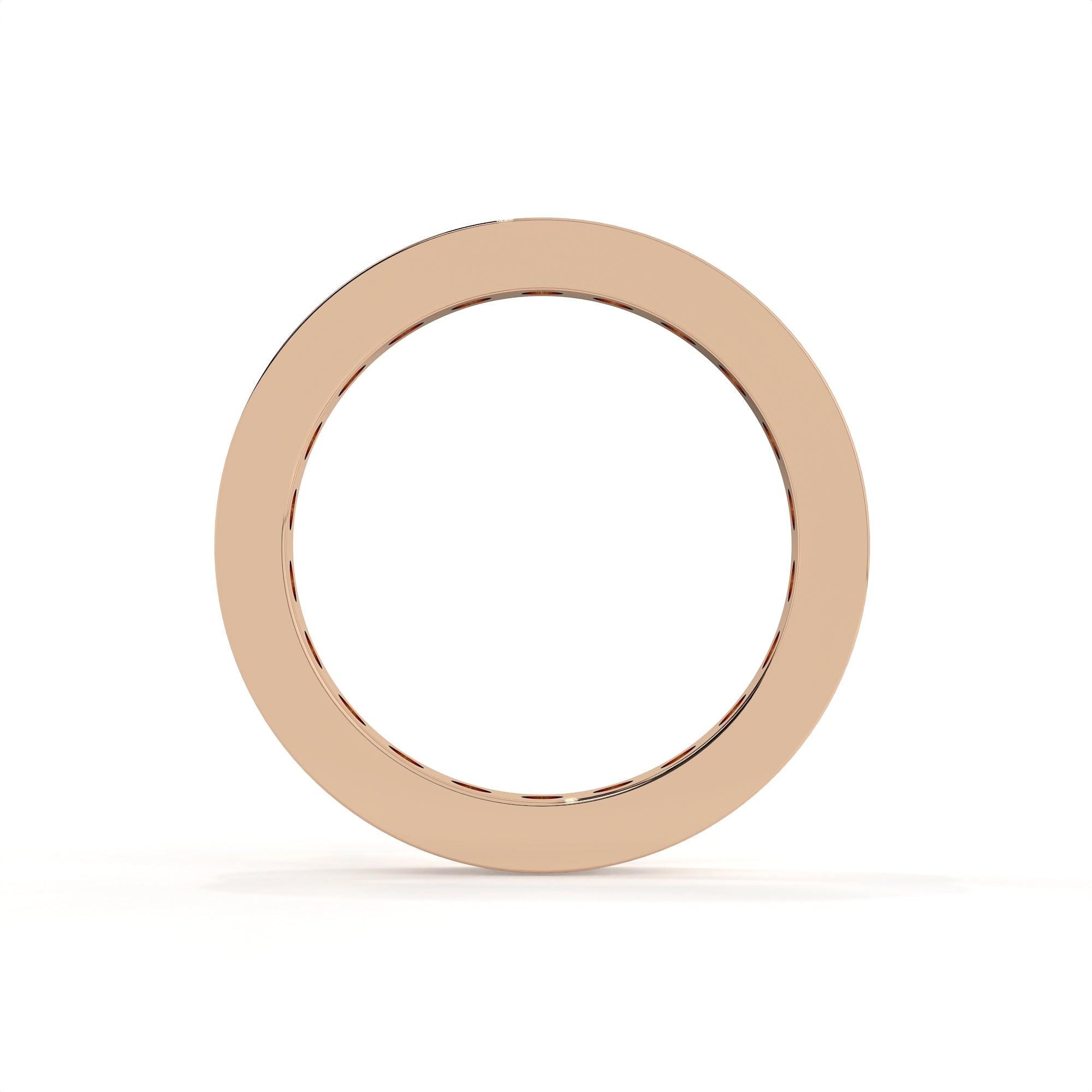Rose gold ring on a white background