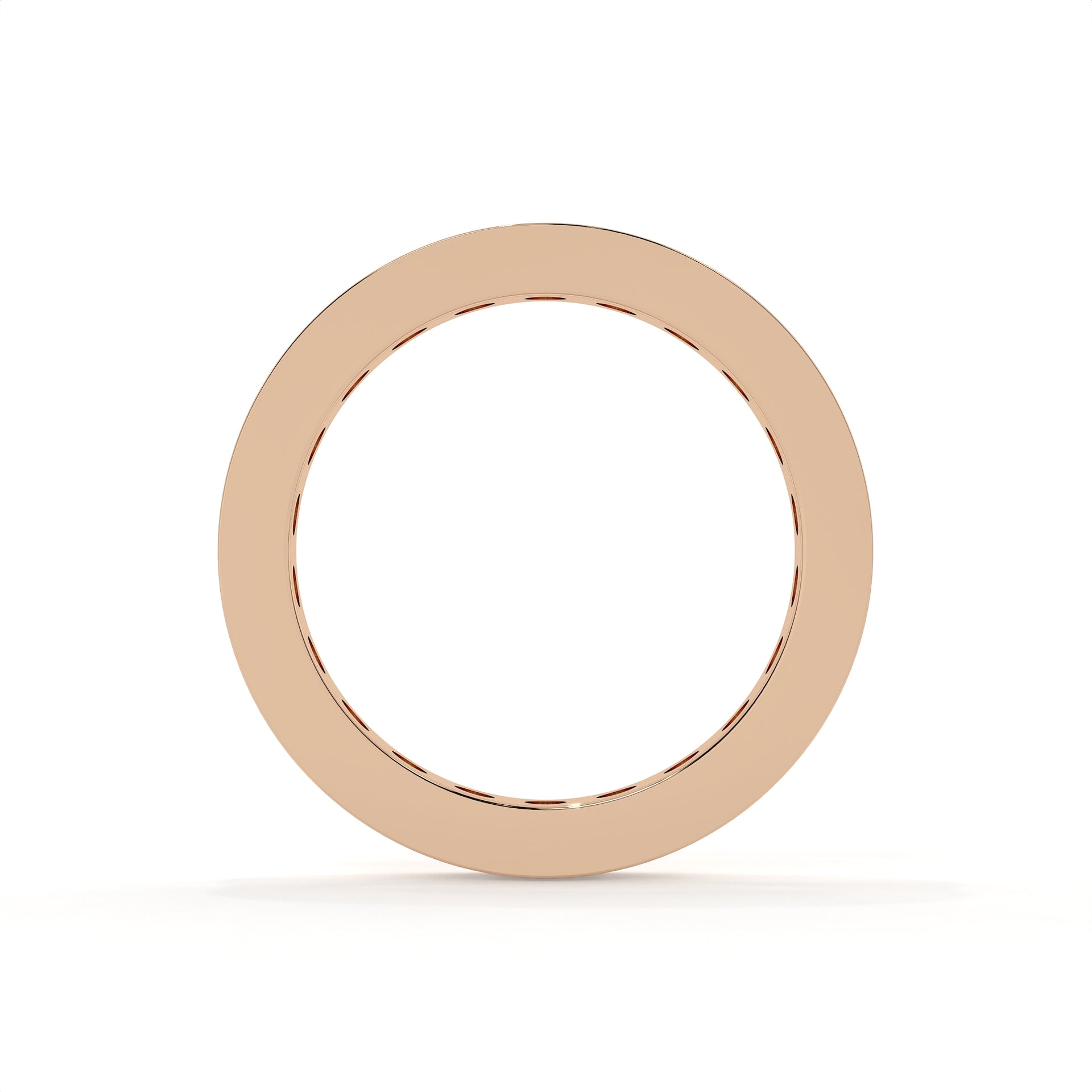 Rose gold ring on a white background