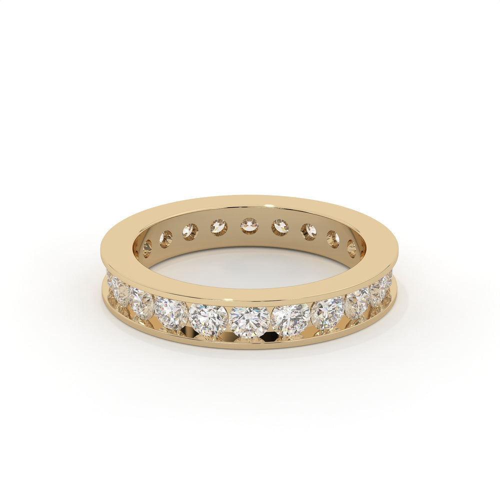Gold ring with diamonds on a white background