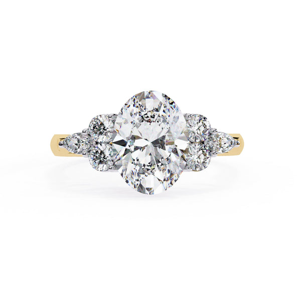 Diamond ring with gold band on a white background