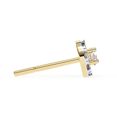 Round Brilliant Cluster Diamond Stud Earrings Halo Style