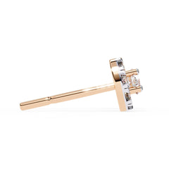 Round Brilliant Cluster Diamond Stud Earrings Halo Style