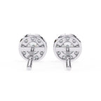Round Brilliant Cluster Diamond Stud Earrings Halo Style