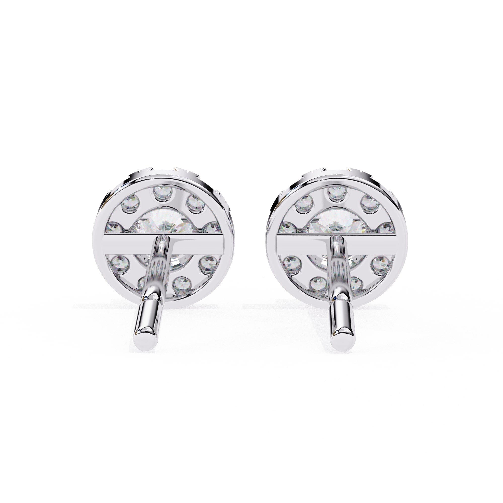 Round Brilliant Cluster Diamond Stud Earrings Halo Style