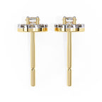 Round Brilliant Cluster Diamond Stud Earrings Halo Style