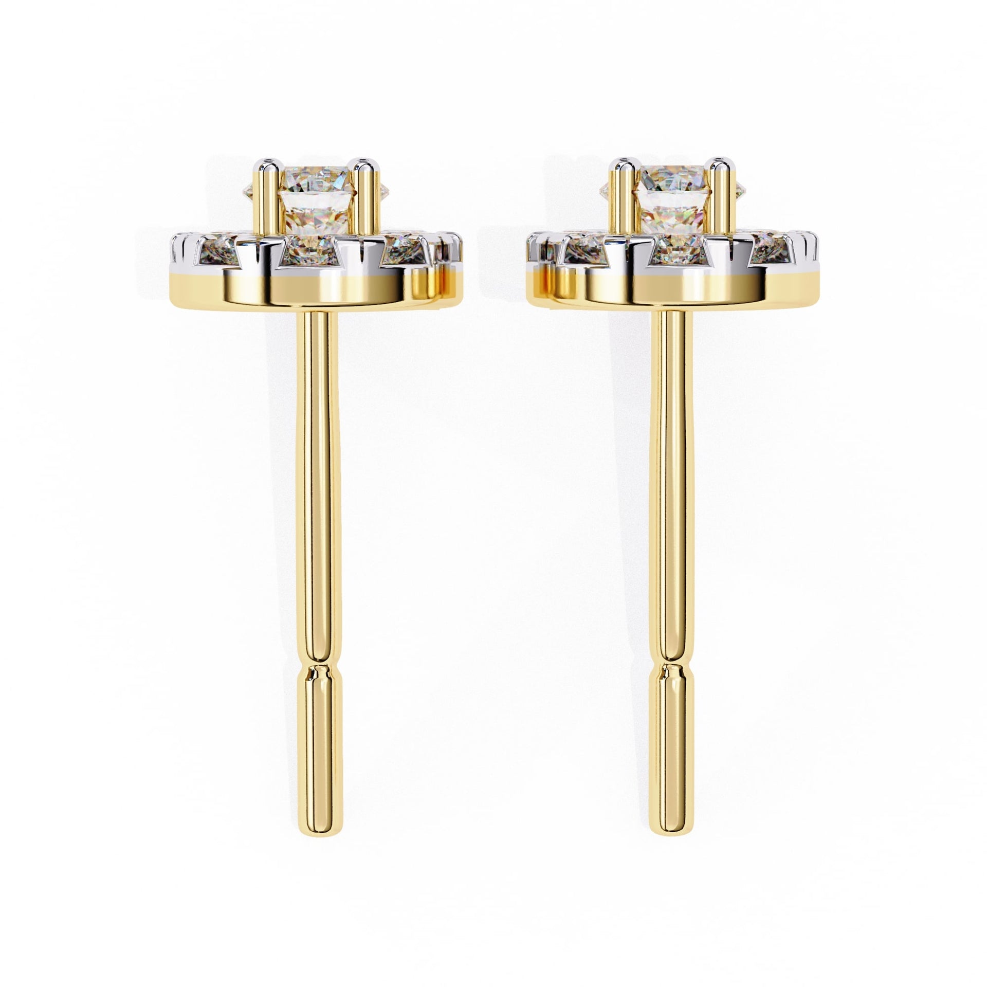 Round Brilliant Cluster Diamond Halo Stud Earrings