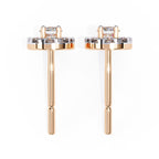 Round Brilliant Cluster Diamond Stud Earrings Halo Style