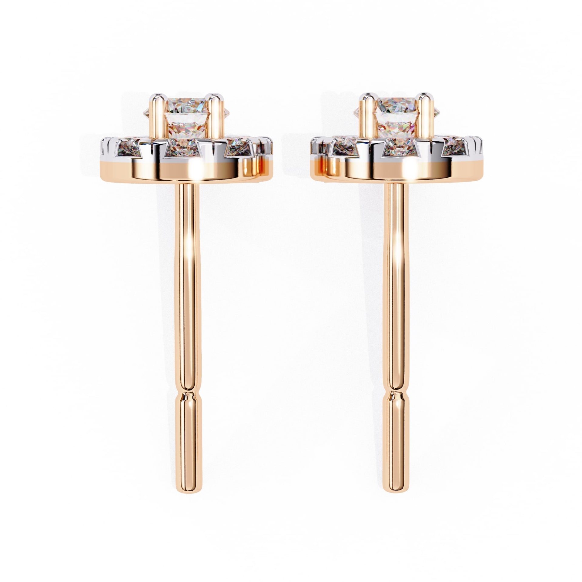 Round Brilliant Cluster Diamond Halo Stud Earrings