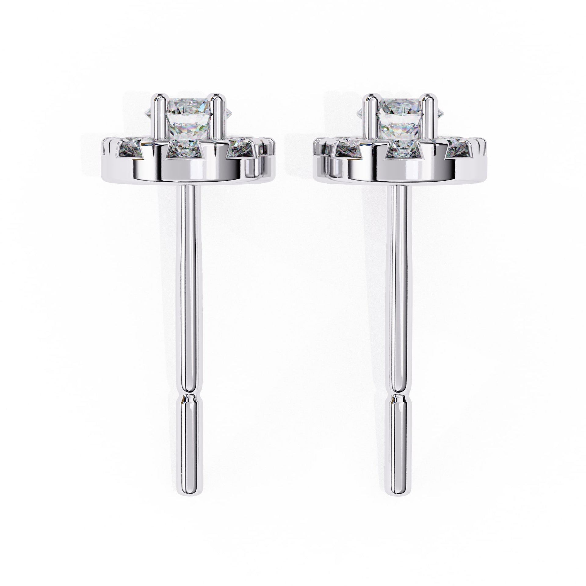 Round Brilliant Cluster Diamond Halo Stud Earrings