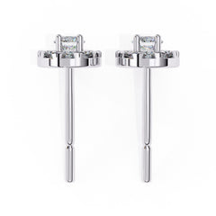 Round Brilliant Cluster Diamond Stud Earrings Halo Style