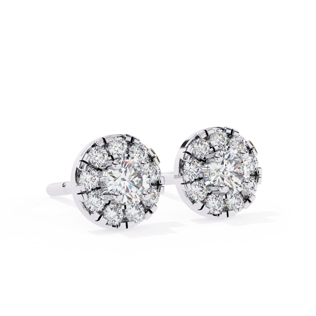 0.52 Carat Halo Round Cut Lab Created Diamond Tiny Stud Earrings