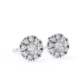 0.52 Carat Halo Round Cut Lab Created Diamond Tiny Stud Earrings