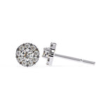 Round Brilliant Cluster Diamond Stud Earrings Halo Style