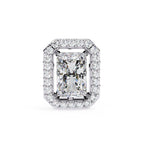 Radiant Diamond Stud Earrings Halo Style