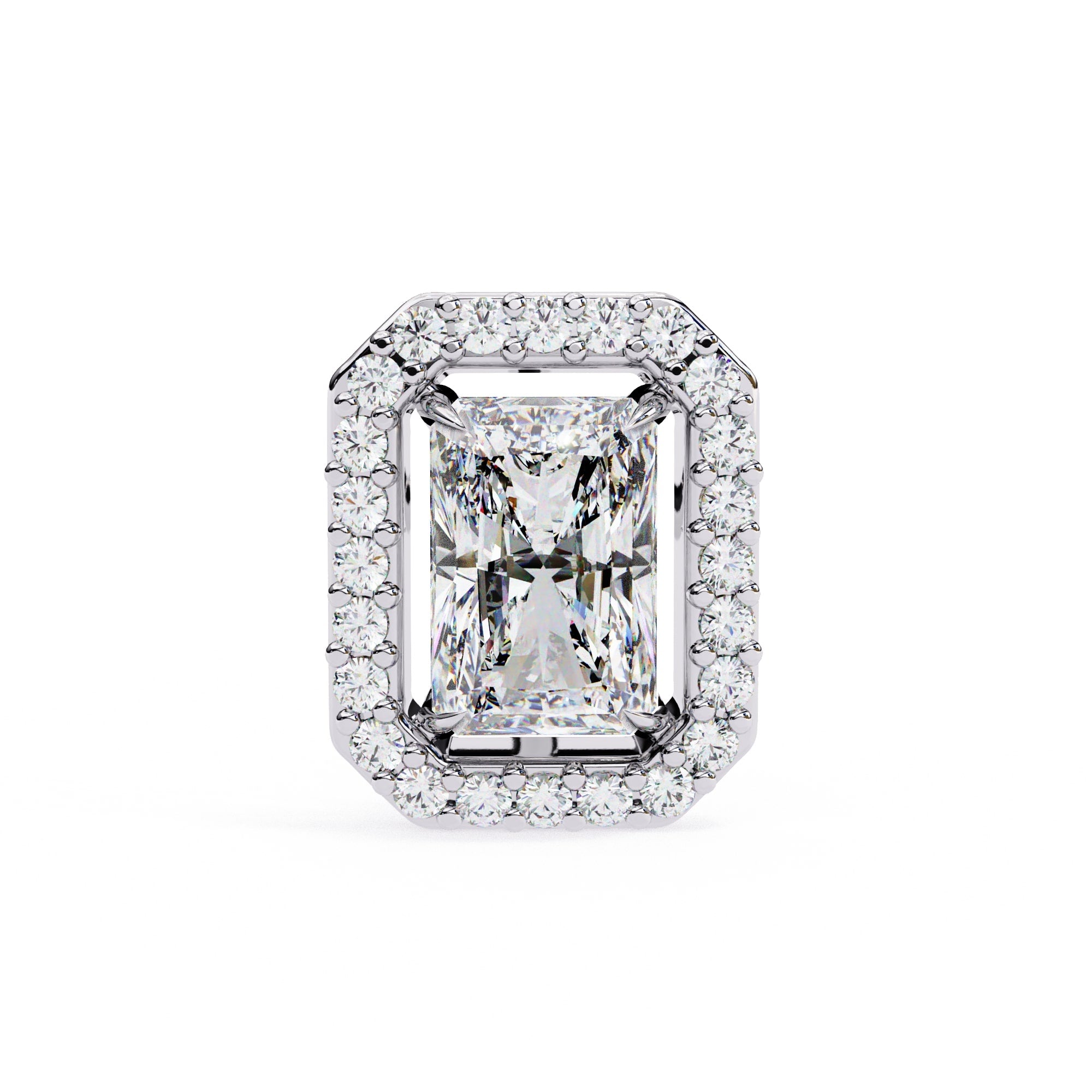 Radiant Diamond Stud Earrings Halo Style