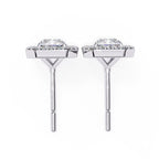 Radiant Diamond Stud Earrings Halo Style