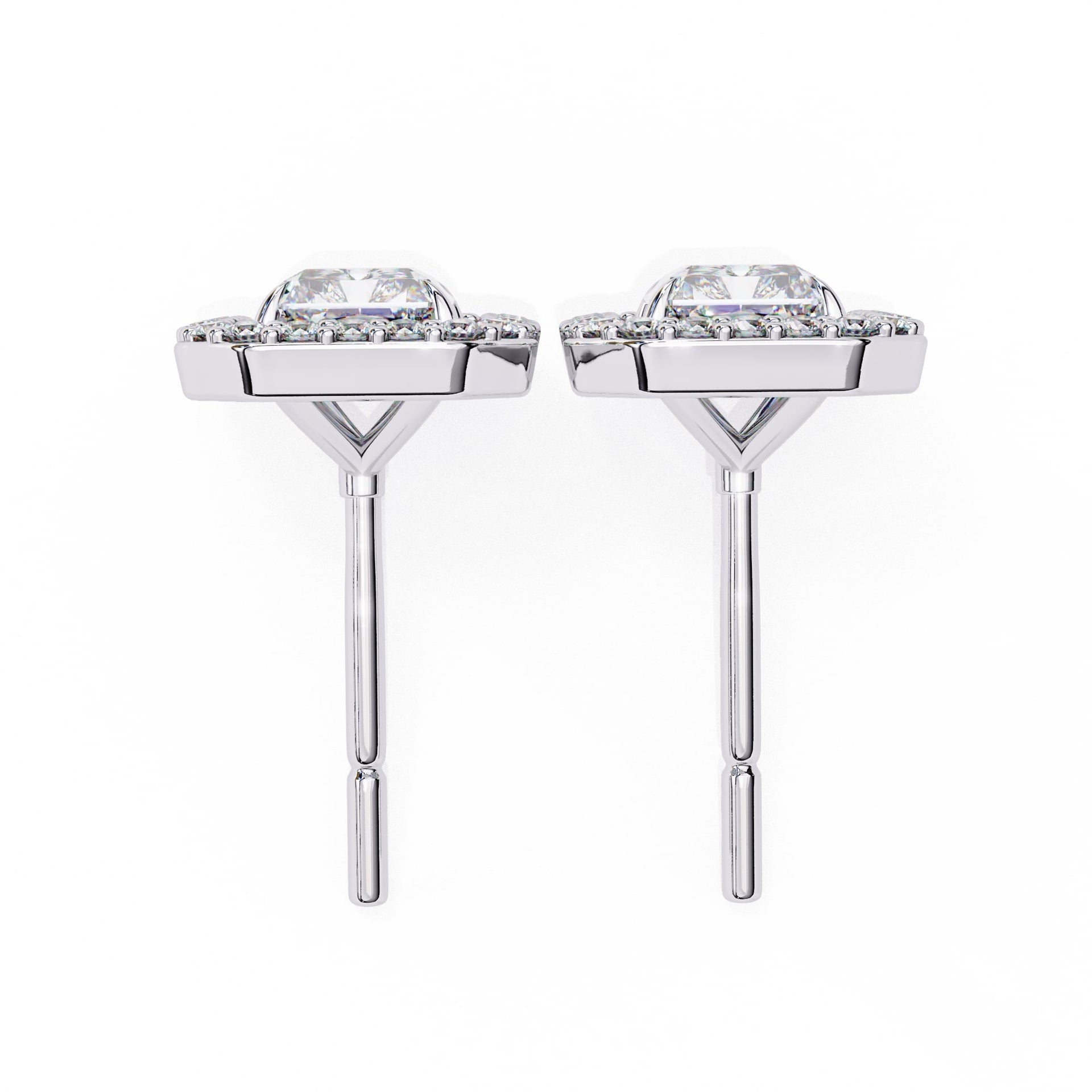 Radiant Lab Grown Diamond Halo Stud Earrings
